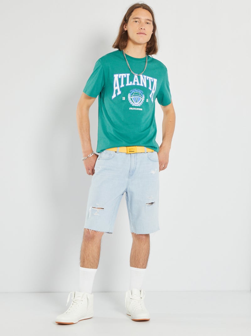 T-shirt en maille jersey avec imprimé Vert - Kiabi