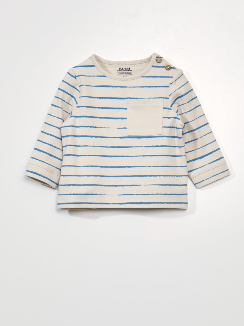 T-shirt en maille jersey Bleu/blanc - Kiabi