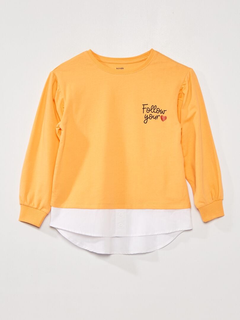 T-shirt en maille jersey effet 2 en 1 Orange - Kiabi