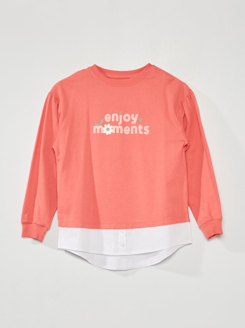 T-shirt en maille jersey effet 2 en 1 Rose - Kiabi