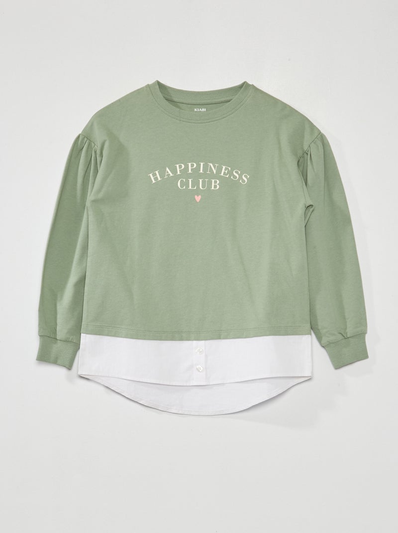 T-shirt en maille jersey effet 2 en 1 Vert - Kiabi