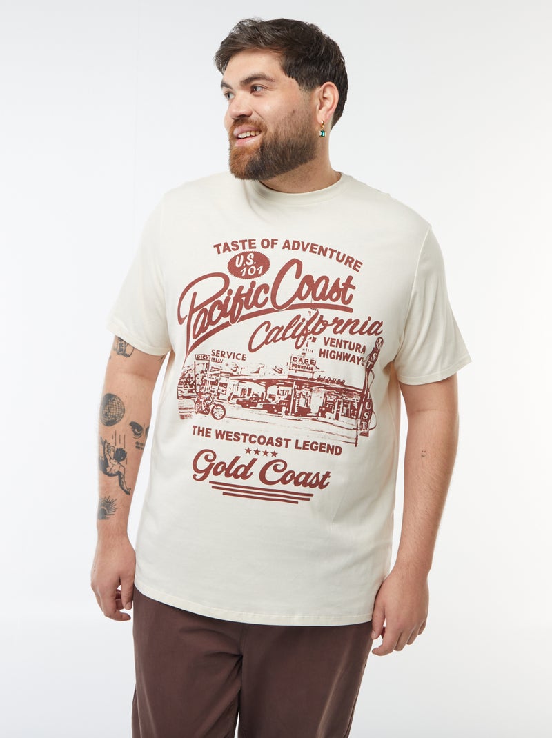 T-shirt en maille jersey imprimé avec manches courtes BEIGE - Kiabi