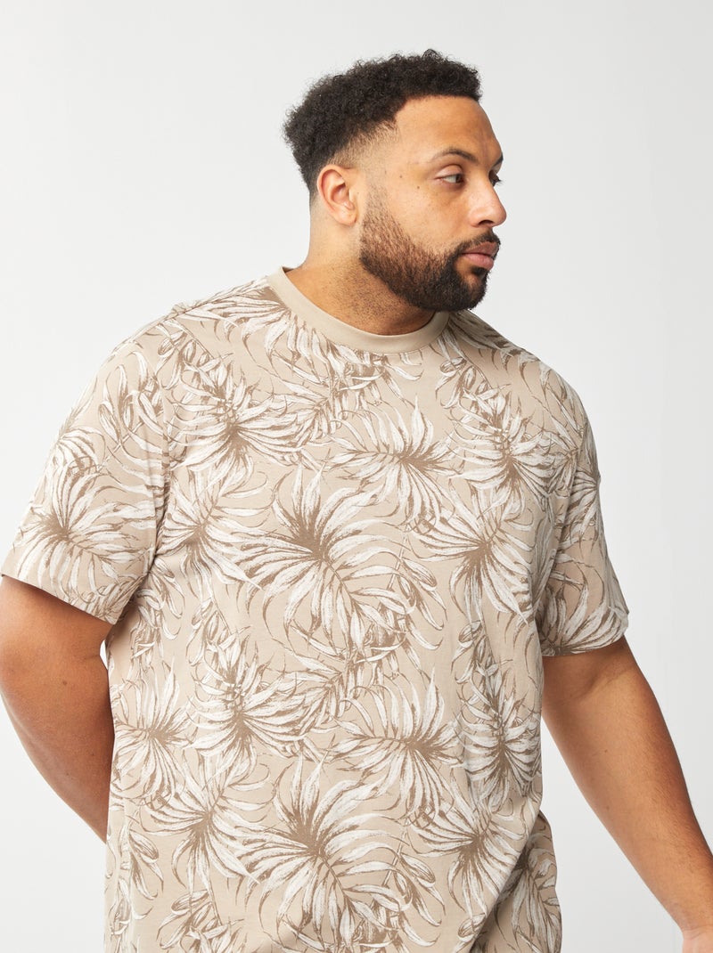 T-shirt en maille jersey imprimé avec manches courtes BEIGE - Kiabi