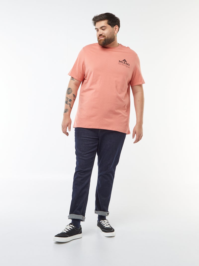T-shirt en maille jersey imprimé avec manches courtes Orange - Kiabi
