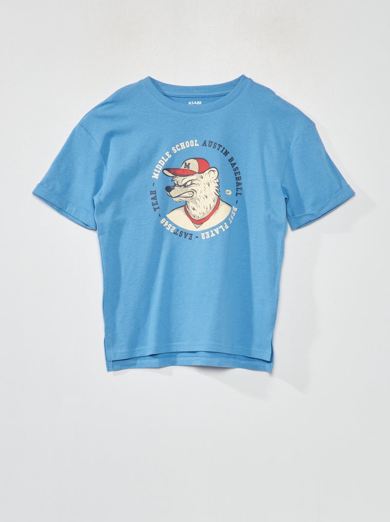 T-shirt en maille jersey imprimé Bleu - Kiabi