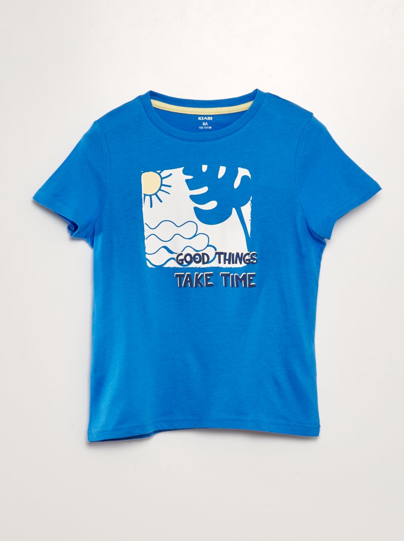 T-shirt en maille jersey imprimé Bleu clair - Kiabi