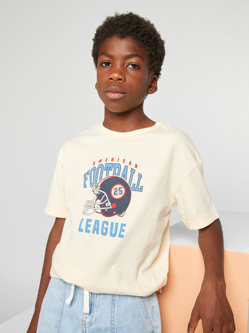 T-shirt en maille jersey imprimé Ecru - Kiabi