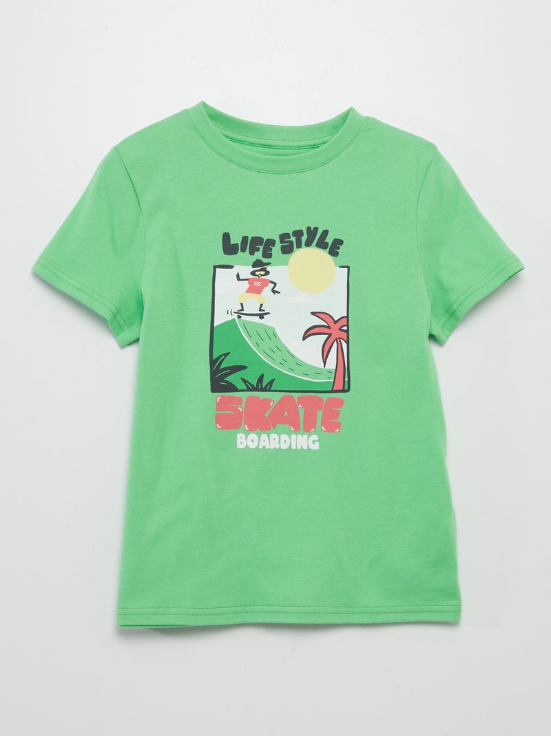 T-shirt en maille jersey imprimé Vert - Kiabi