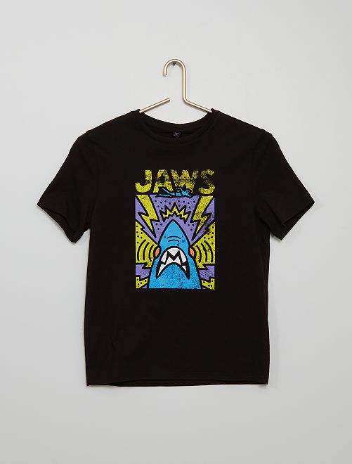 T-shirt en maille jersey 'Jaws'                             noir 
