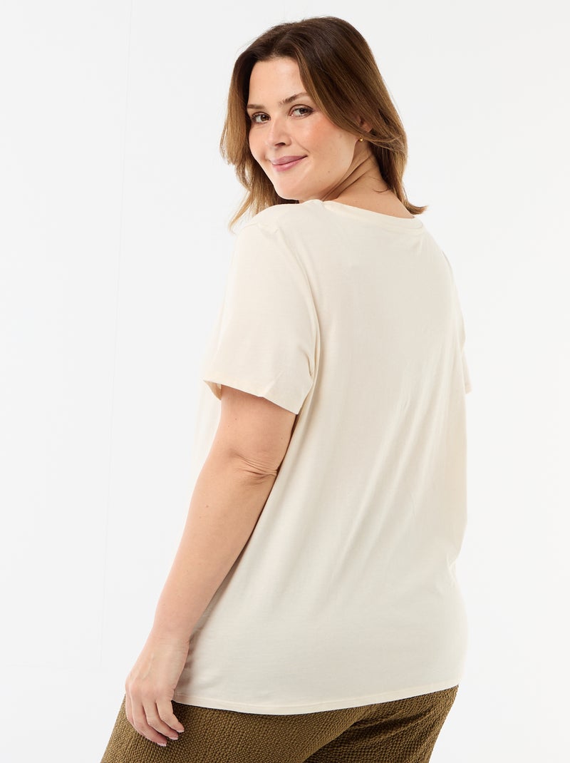 T-shirt en maille jersey manches courtes Beige - Kiabi