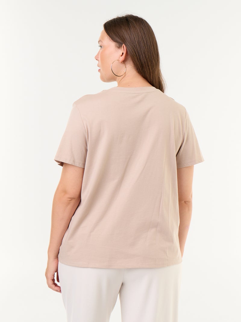 T-shirt en maille jersey manches courtes Beige - Kiabi