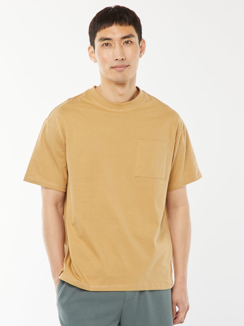T-shirt en maille jersey manches courtes Beige - Kiabi