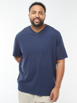 T-shirt en maille jersey manches courtes et col V