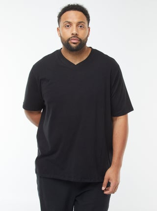 T-shirt en maille jersey manches courtes et col V