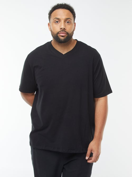 T-shirt en maille jersey manches courtes et col V - Kiabi