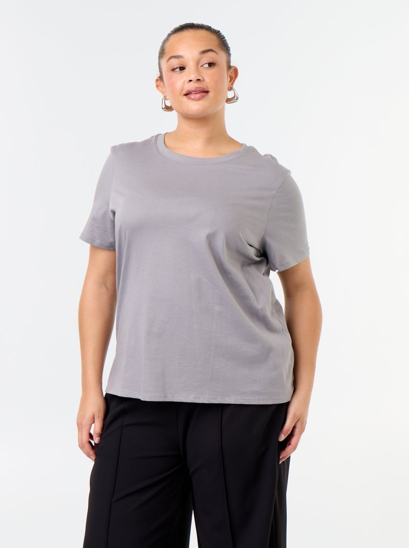 T-shirt en maille jersey manches courtes Gris - Kiabi