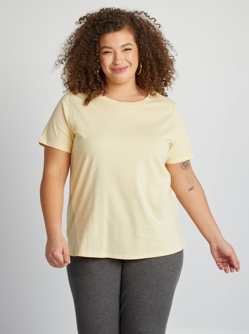 T-shirt en maille jersey manches courtes Jaune - Kiabi