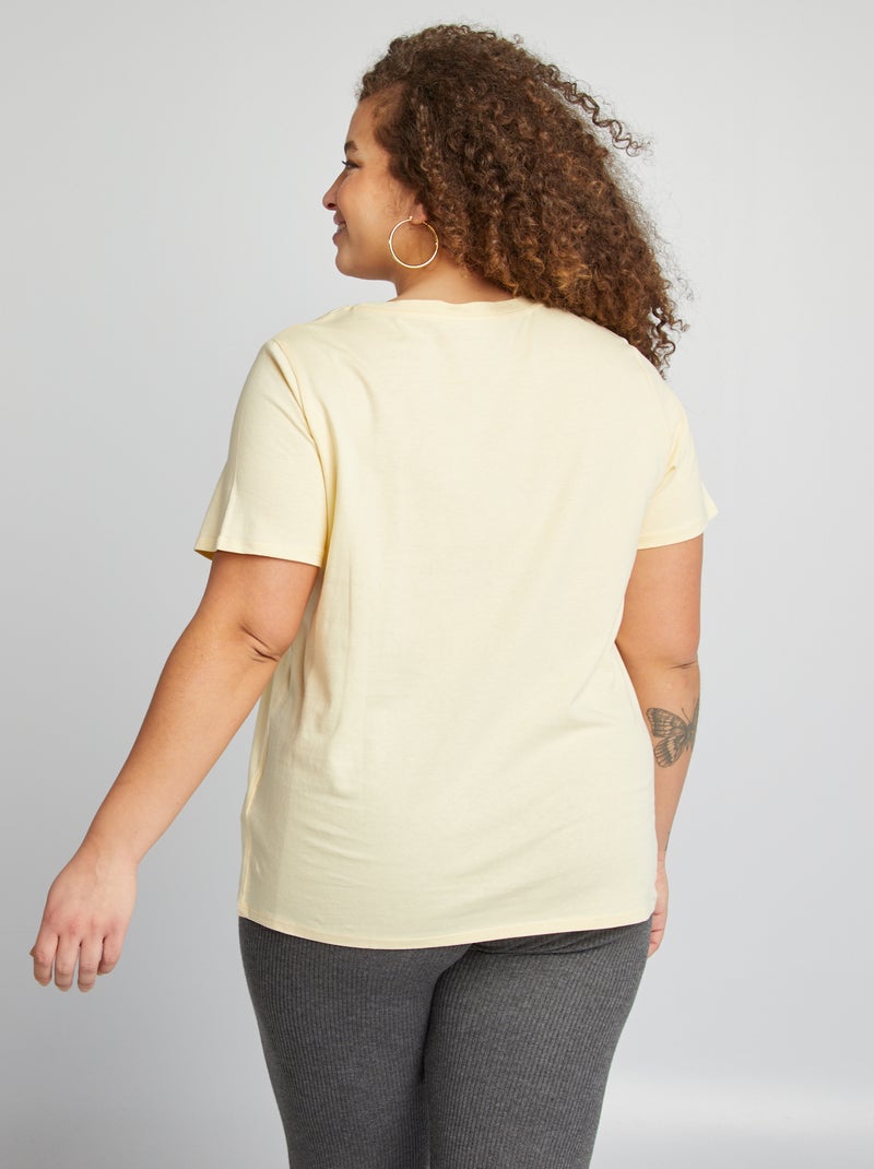 T-shirt en maille jersey manches courtes Jaune - Kiabi