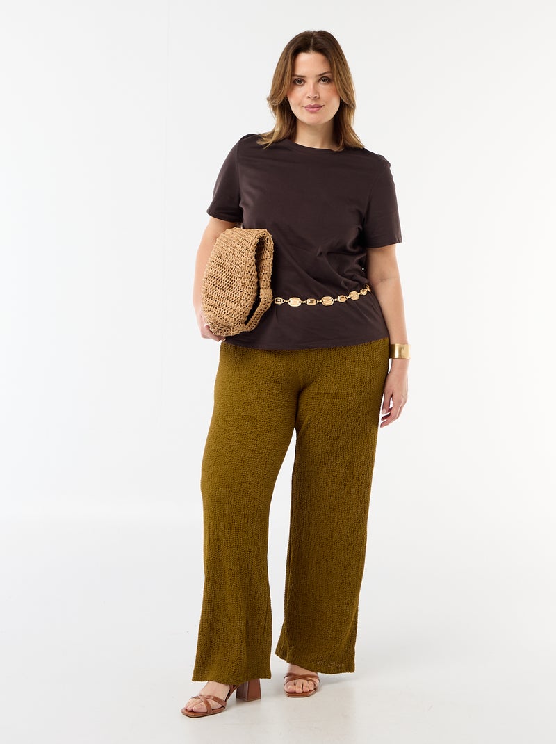 T-shirt en maille jersey manches courtes Marron - Kiabi