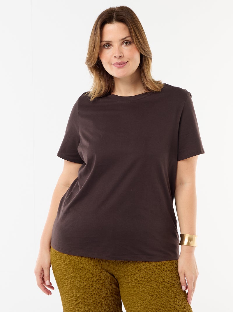 T-shirt en maille jersey manches courtes Marron - Kiabi