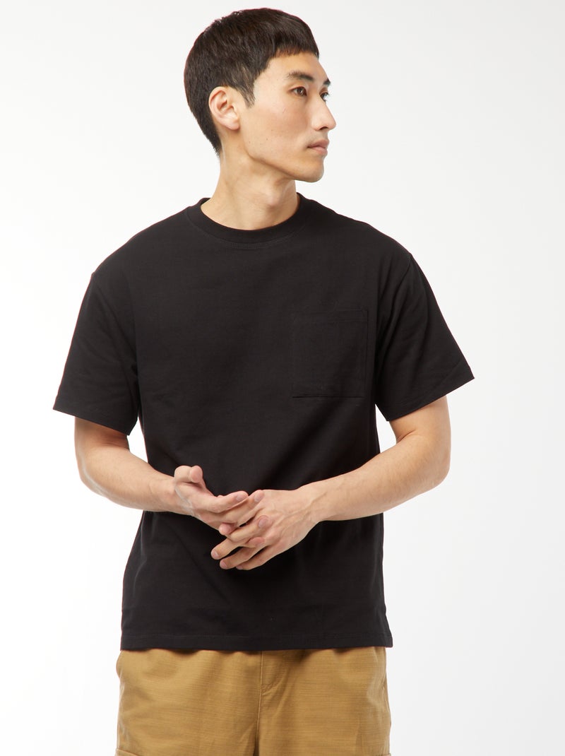 T-shirt en maille jersey manches courtes noir - Kiabi