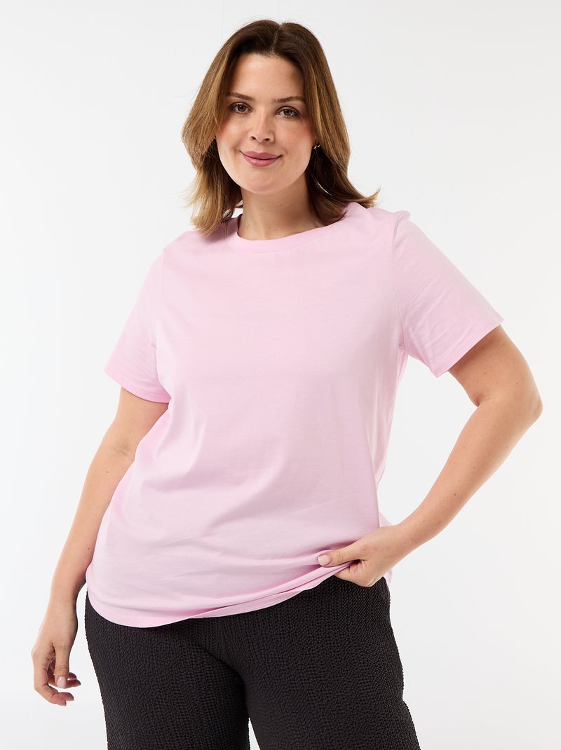 T-shirt en maille jersey manches courtes Rose - Kiabi