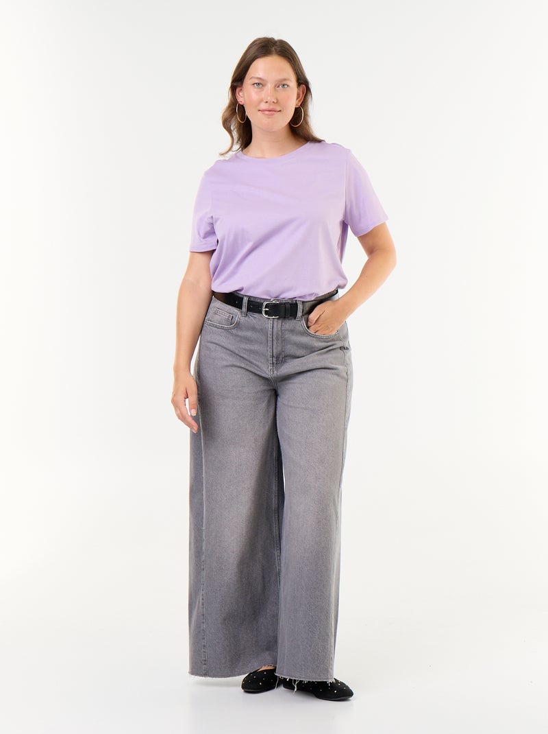 T-shirt en maille jersey manches courtes Violet - Kiabi