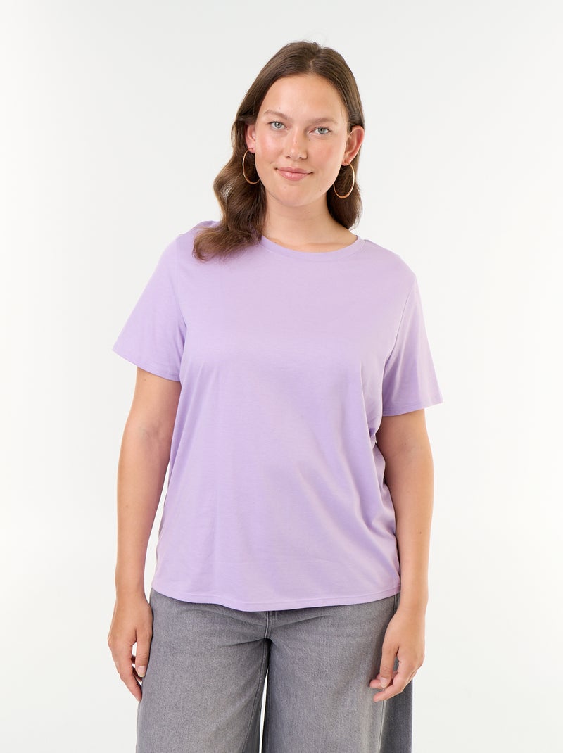 T-shirt en maille jersey manches courtes Violet - Kiabi