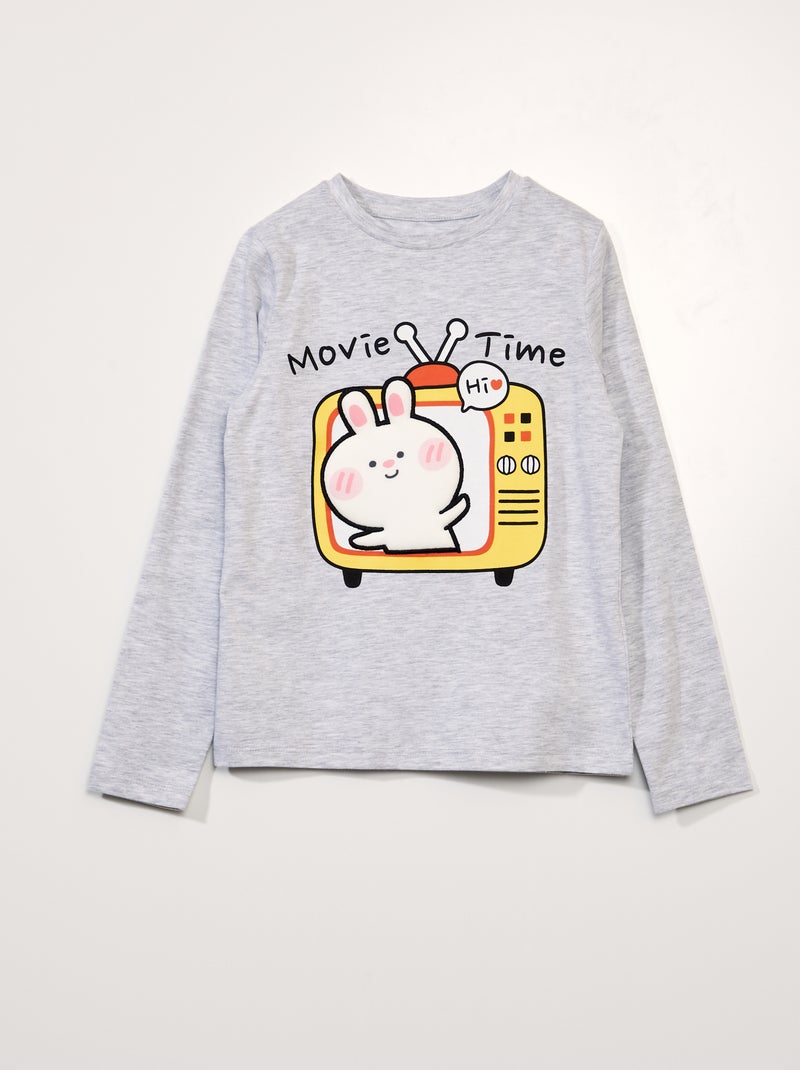 T-shirt en maille jersey 'manga' Gris chiné - Kiabi