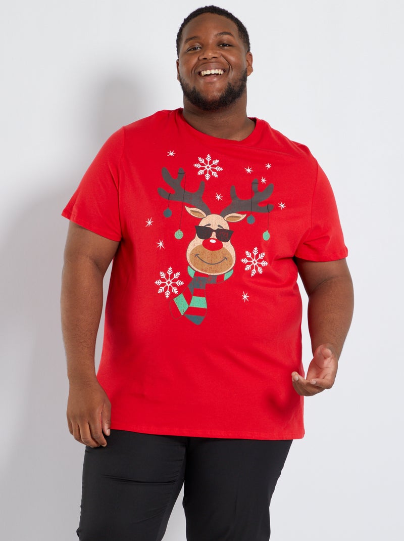 T-shirt en maille jersey 'Noël' Rouge - Kiabi