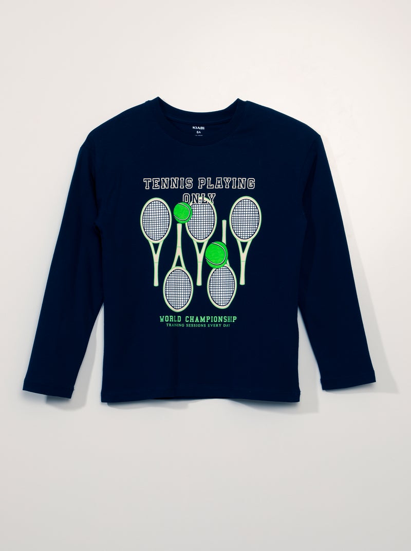 T-shirt en maille jersey 'tennis' Noir - Kiabi