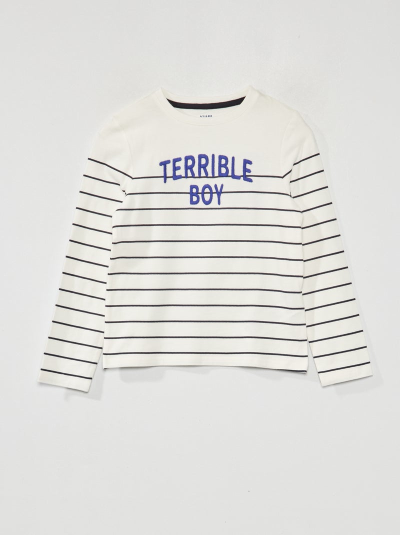 T-shirt en maille jersey 'Terrible boy' Blanc - Kiabi