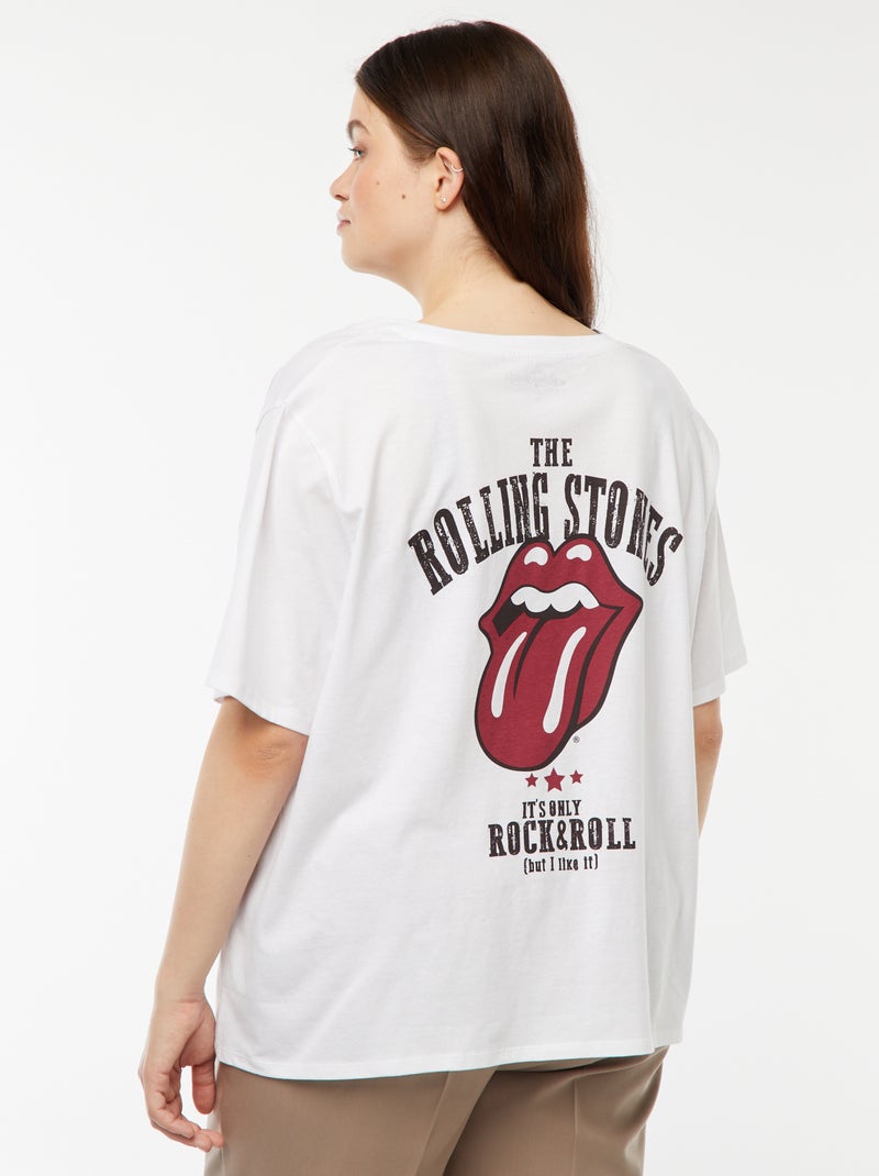 T-shirt en maille jersey 'The Rolling Stones'  col V Blanc - Kiabi