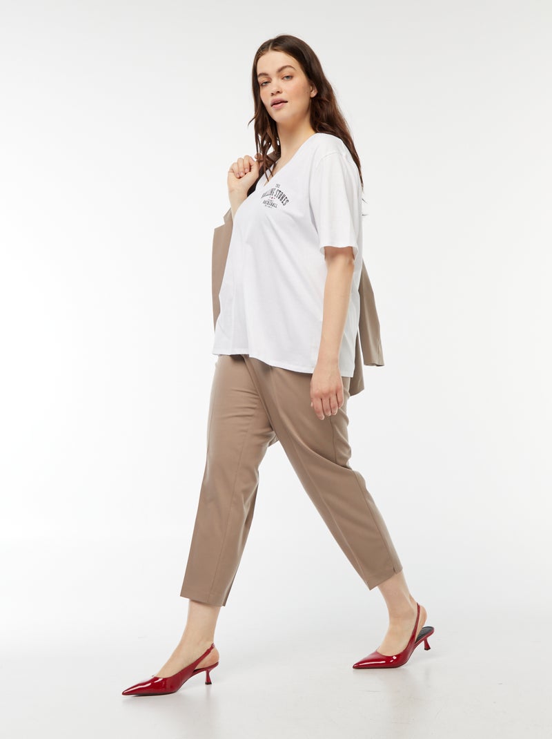 T-shirt en maille jersey 'The Rolling Stones'  col V Blanc - Kiabi