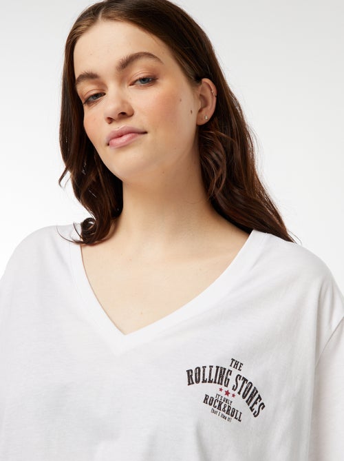 T-shirt en maille jersey 'The Rolling Stones'  col V - Kiabi