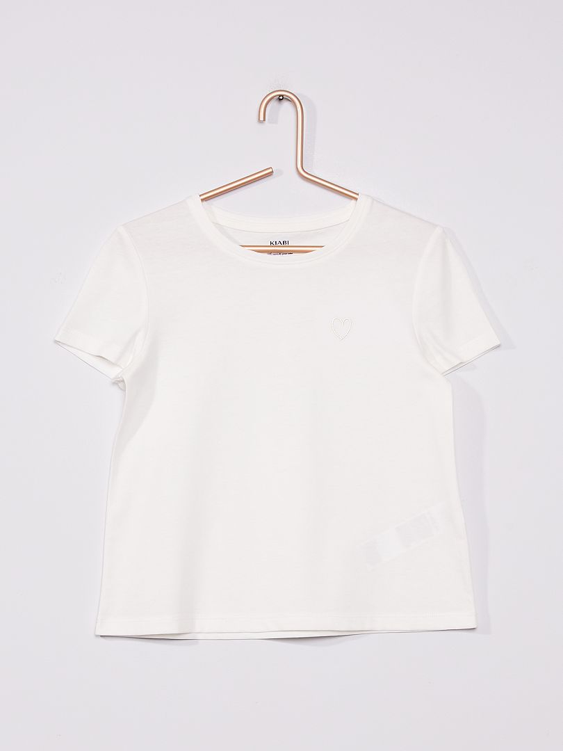 T-shirt en maille jersey uni blanc - Kiabi