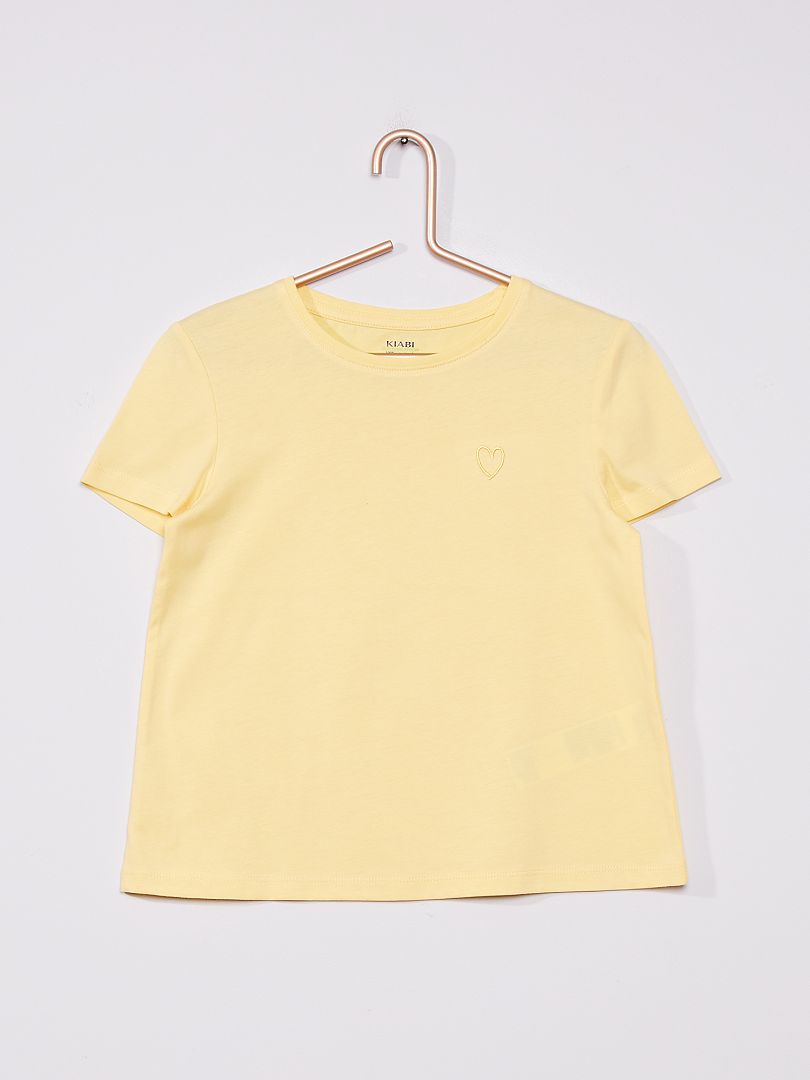 T-shirt en maille jersey uni jaune - Kiabi