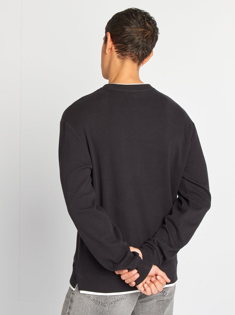 T-shirt en maille lourde Noir - Kiabi