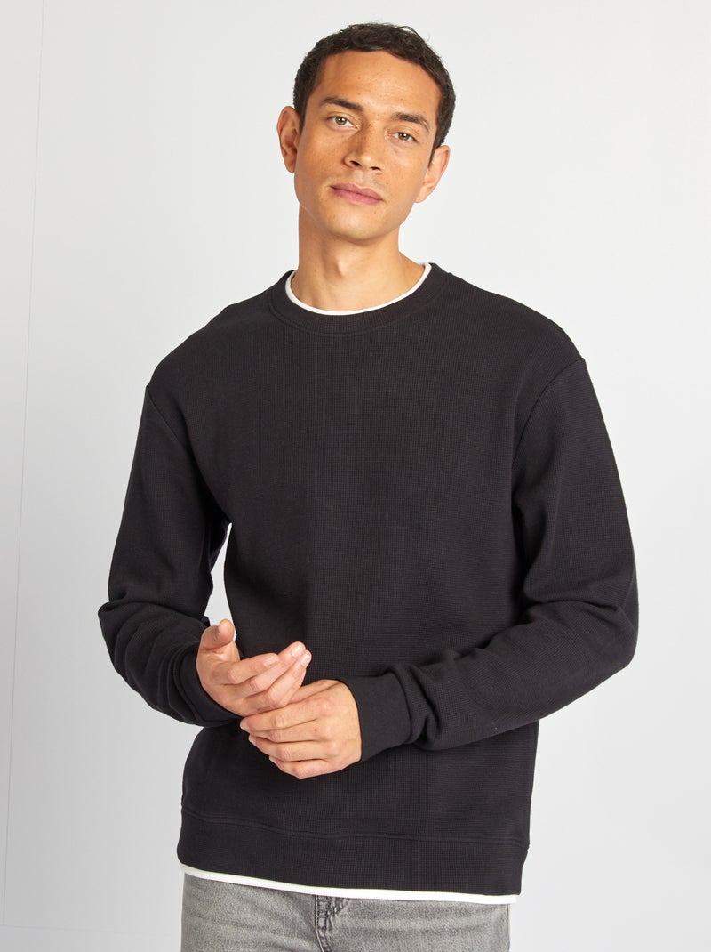 T-shirt en maille lourde Noir - Kiabi