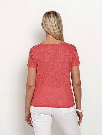 T-shirt en maille métallisée, coton lin