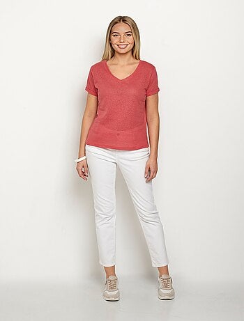 T-shirt en maille métallisée, coton lin