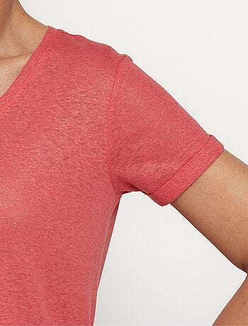 T-shirt en maille métallisée, coton lin