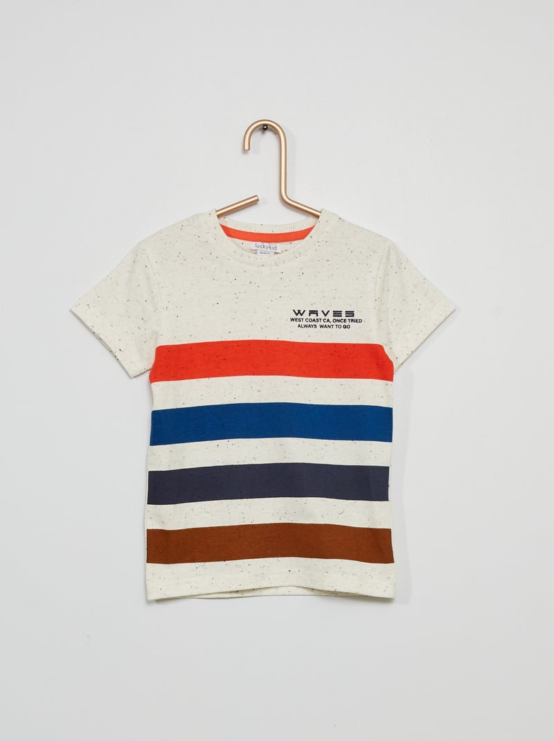 T-shirt en maille mouchetée blanc - Kiabi