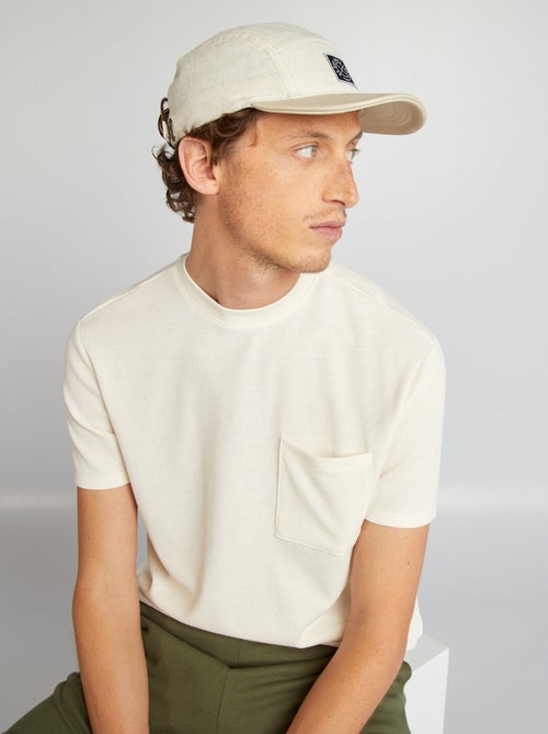 T-shirt en maille nid d'abeille uni avec poche - Kiabi