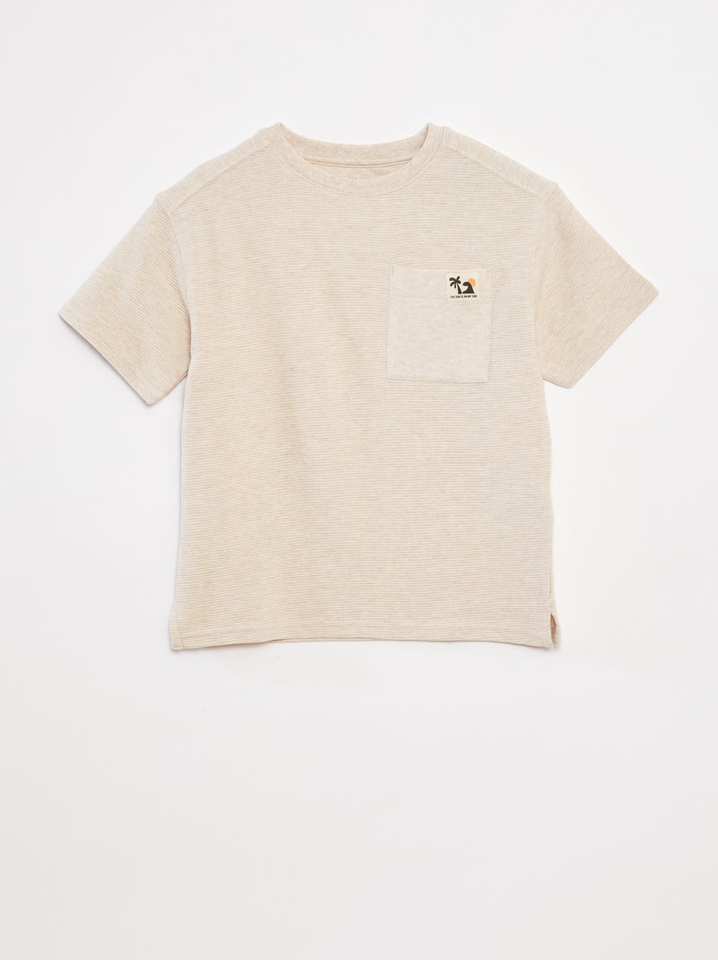 T-shirt en maille ottoman Beige - Kiabi