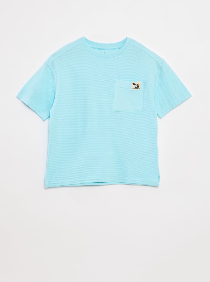 T-shirt en maille ottoman Bleu - Kiabi