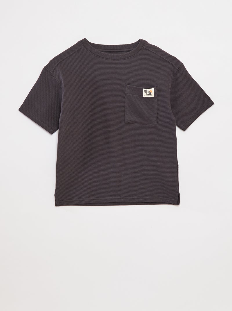 T-shirt en maille ottoman Noir - Kiabi