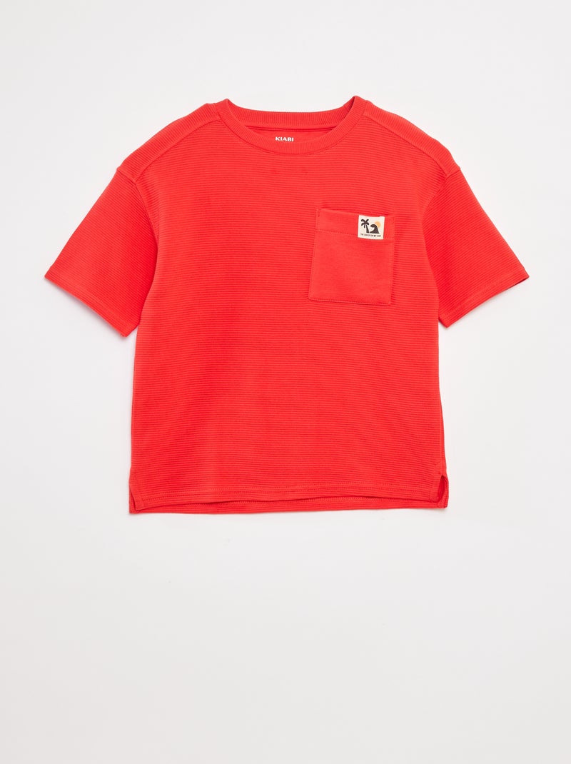 T-shirt en maille ottoman Rouge - Kiabi
