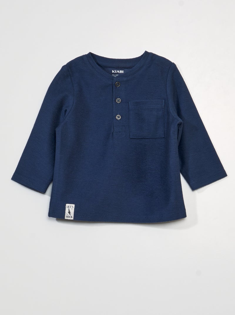 T-shirt en maille piquée Bleu - Kiabi