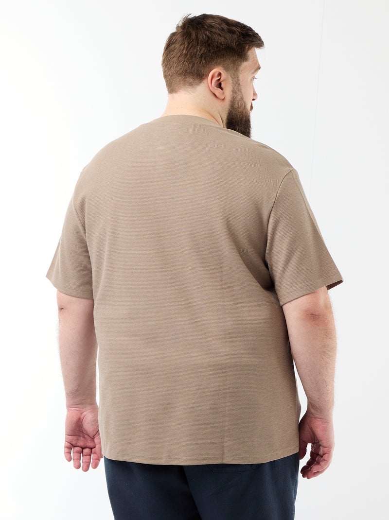 T-shirt en maille piquée manches courtes Beige - Kiabi
